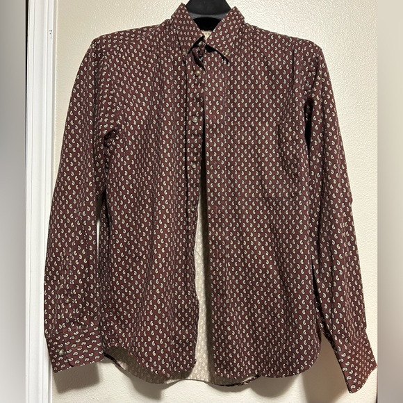 Natural Issue brown paisley w/ small paisleys long sleeve button up- size med - Picture 1 of 7